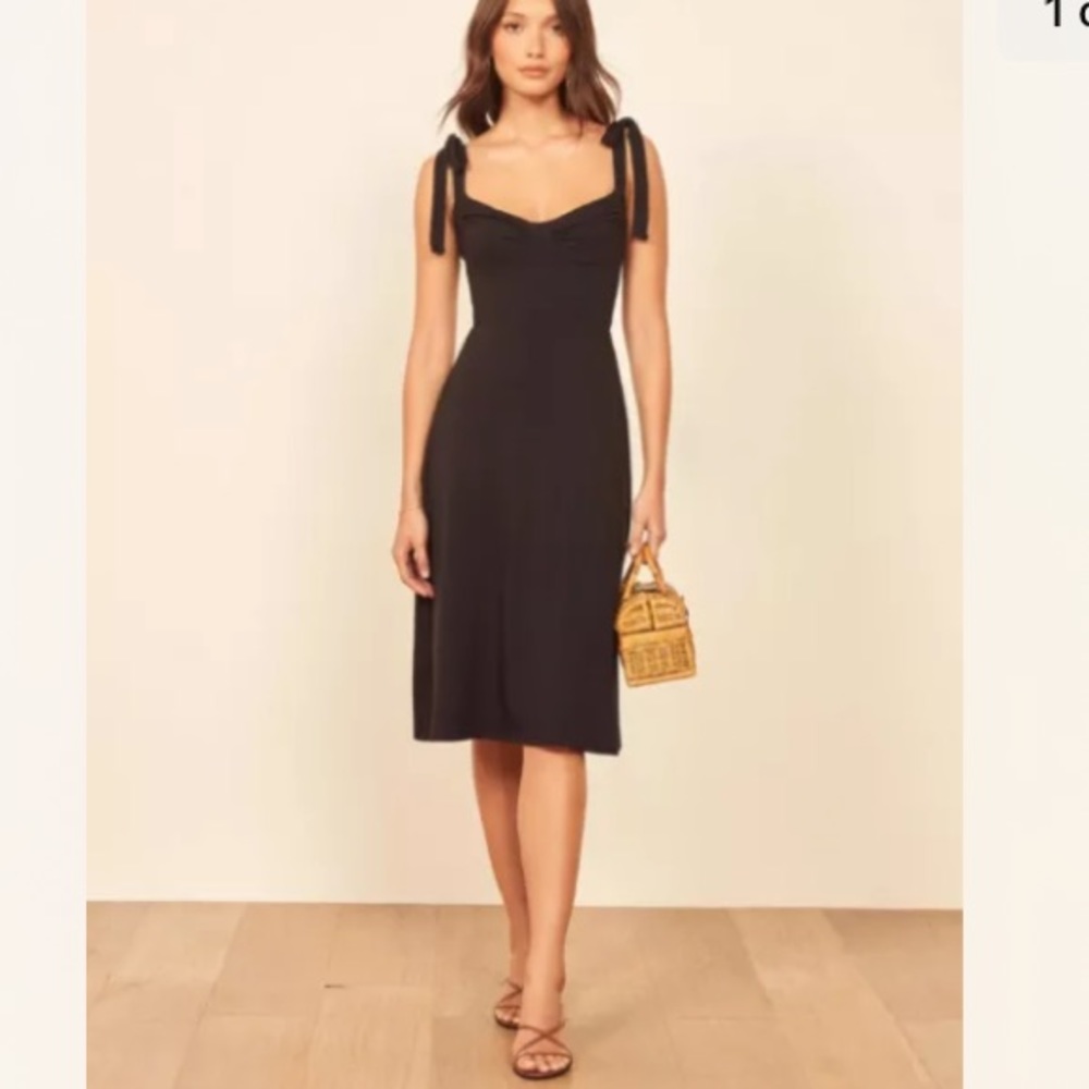REFORMATION Wells black midi dress sz 10